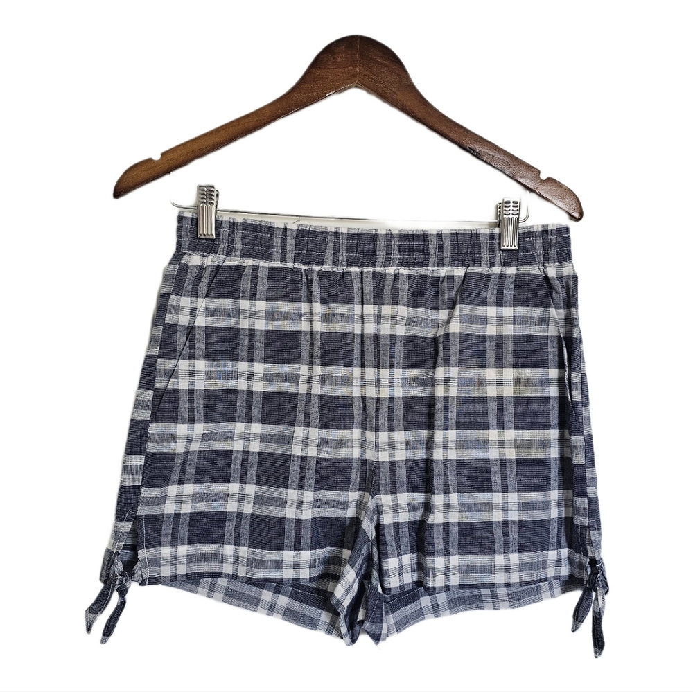 BCBGeneration gingham knot blue and white plaid shorts size small nwot - Picture 1 of 8